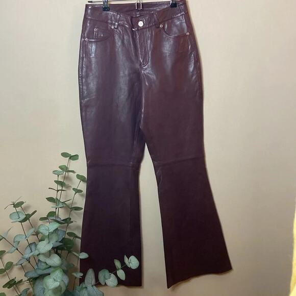 New Bod & Christensen Real Authentic  Italian Leather Boot Cut  Pants size 2 - Picture 4 of 10
